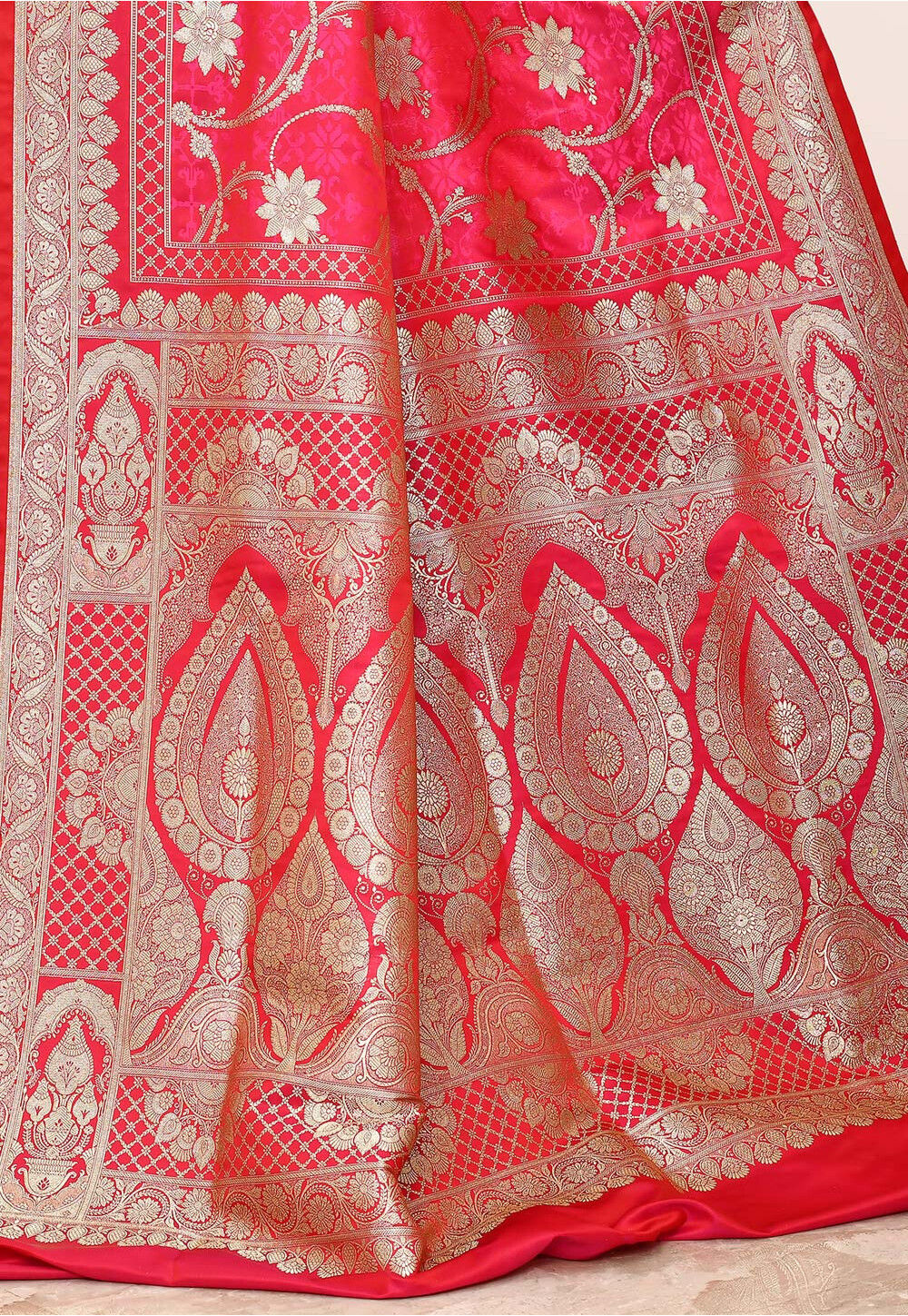 Rani Pink Art Silk Handwoven Banaras Saree
