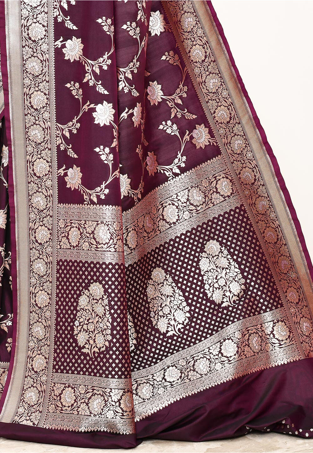 Wine Art Silk Handwoven Banaras Saree