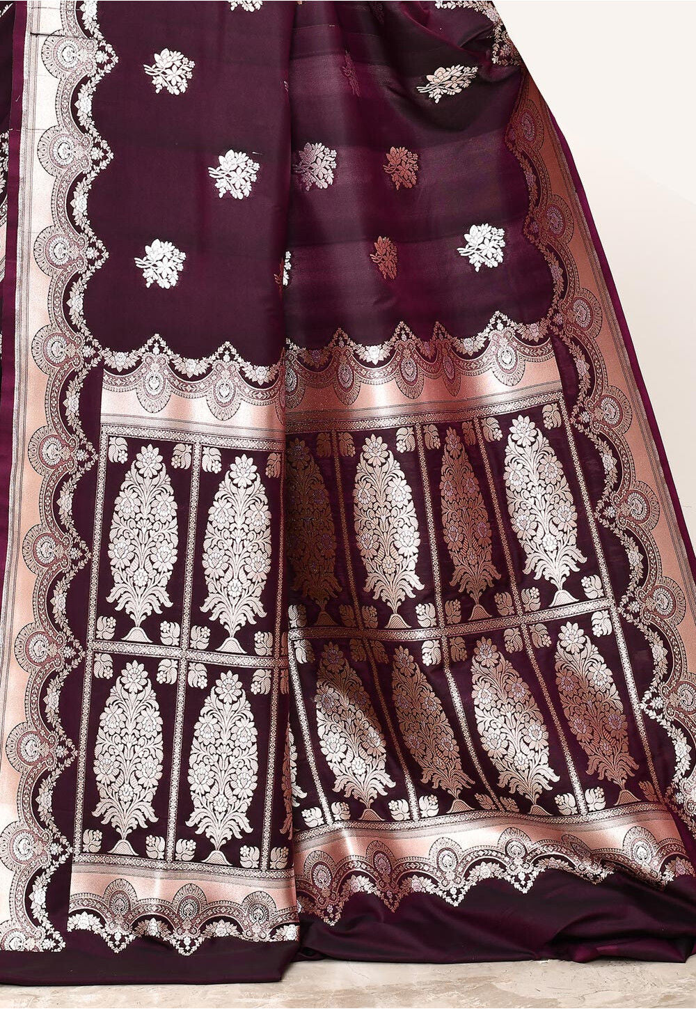 Wine Art Silk Handwoven Banaras Saree