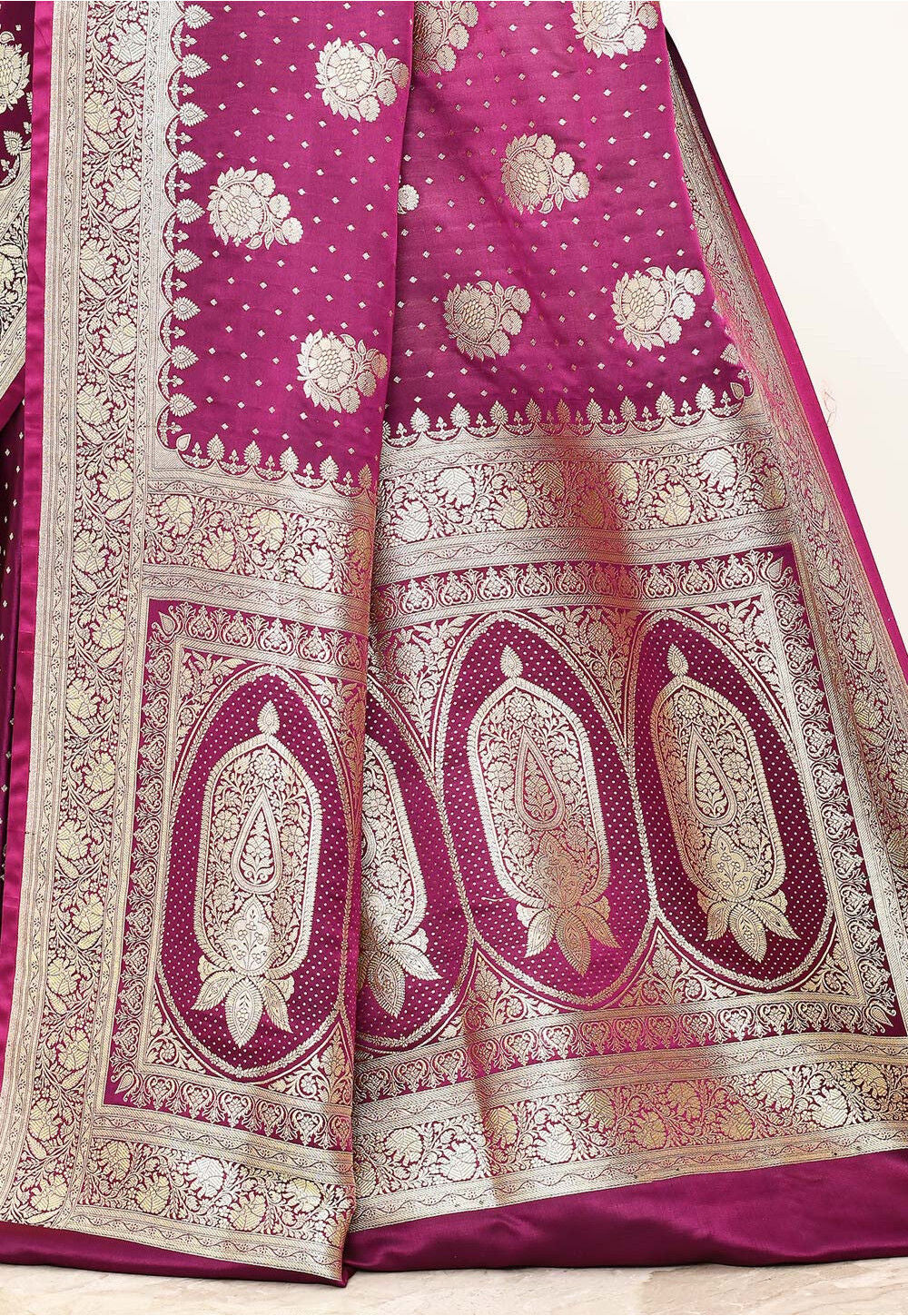 Rani Pink Art Silk Handwoven Banaras Saree