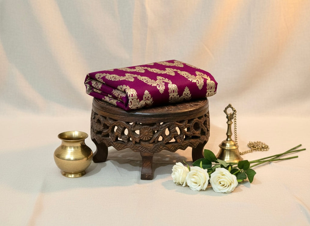 Handwoven Wine Banarasi Ahinsa Silk saree