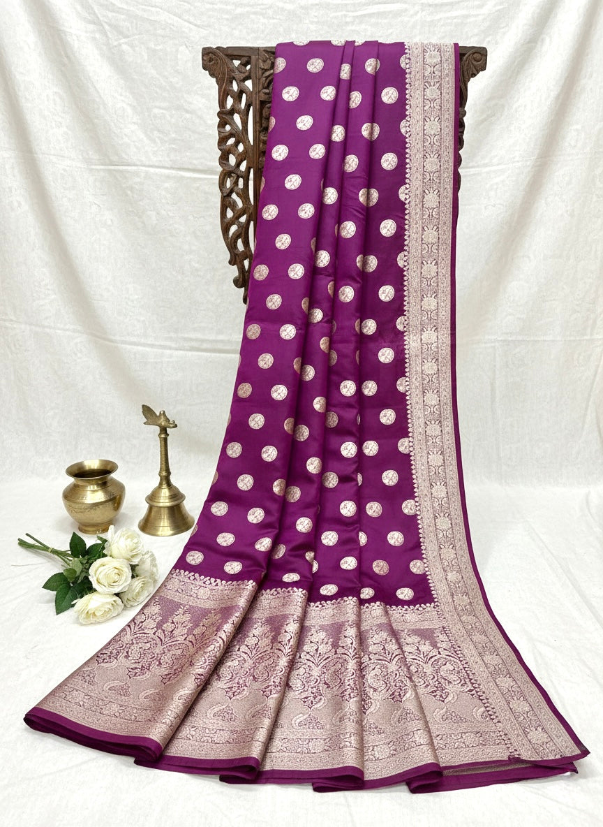 Purple Banarasi Ahinsa Silk saree