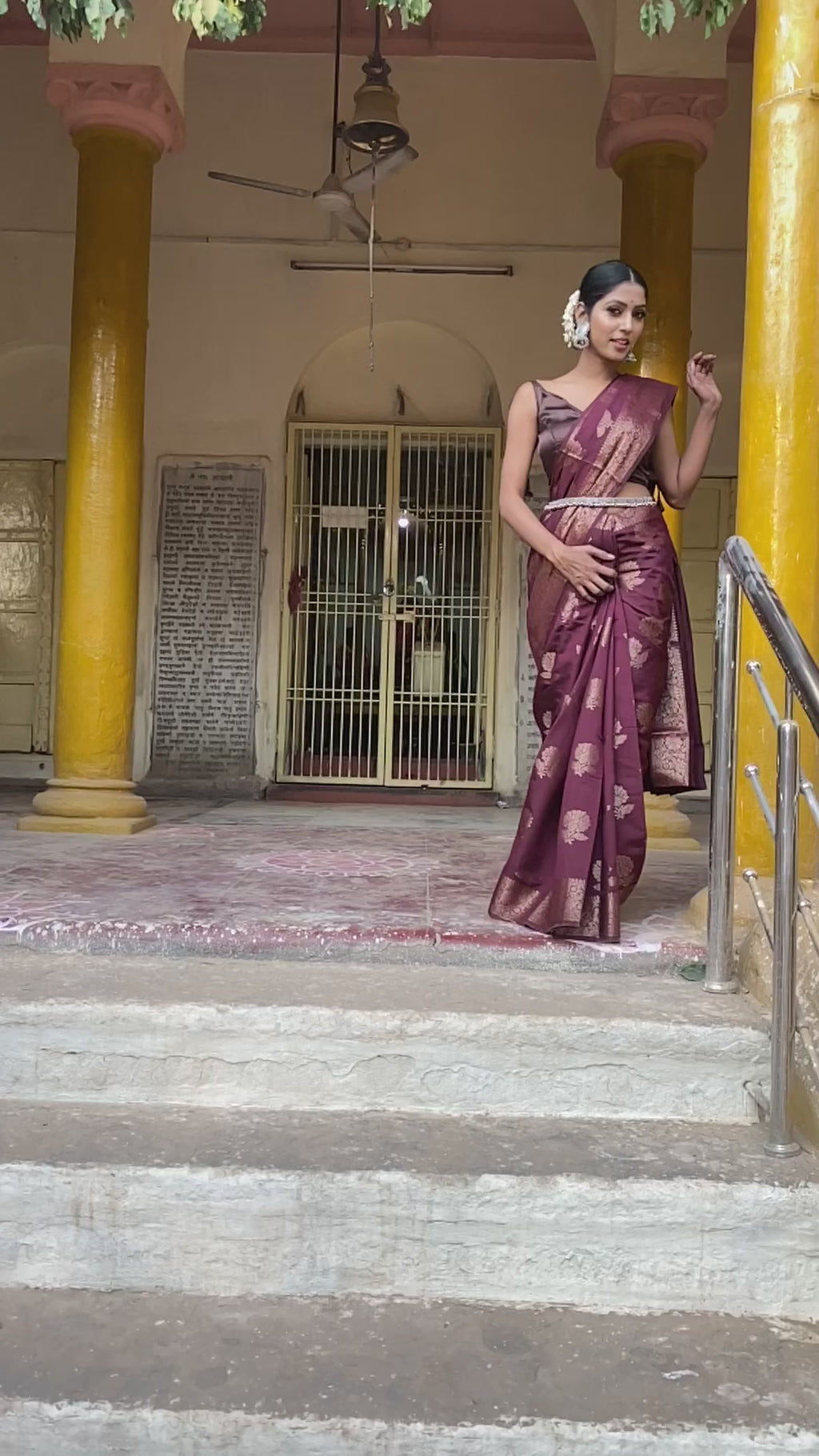 Coca Brown Chinia Silk handwoven Banaras Saree