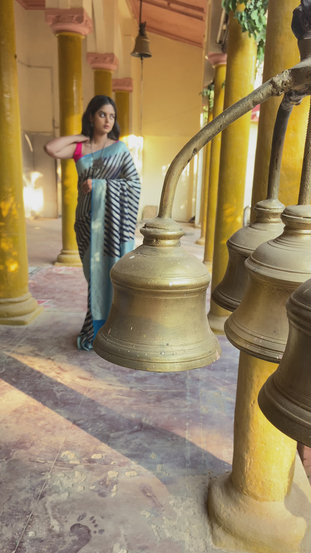 Navy Blue Khaddi Chiffon Handwoven Banaras Saree